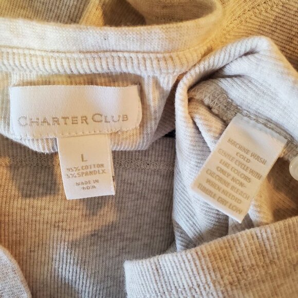 NWOT Charter Club Cream Y2k Fairy Goth Cottage Core Floral Large Thermal Top - Picture 8 of 8